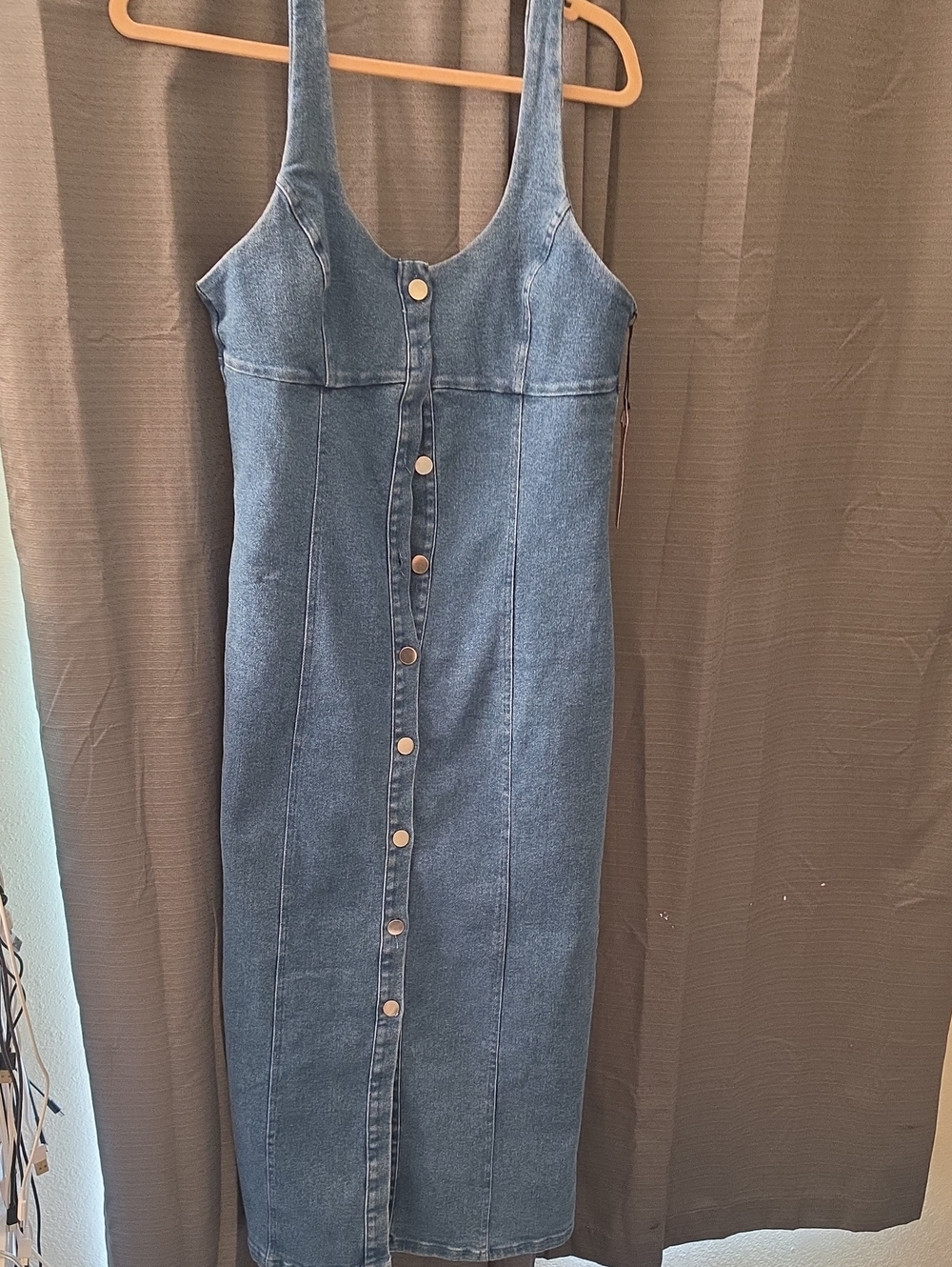 Denim Button-Front Women’s Jeans Dress in Light Blue